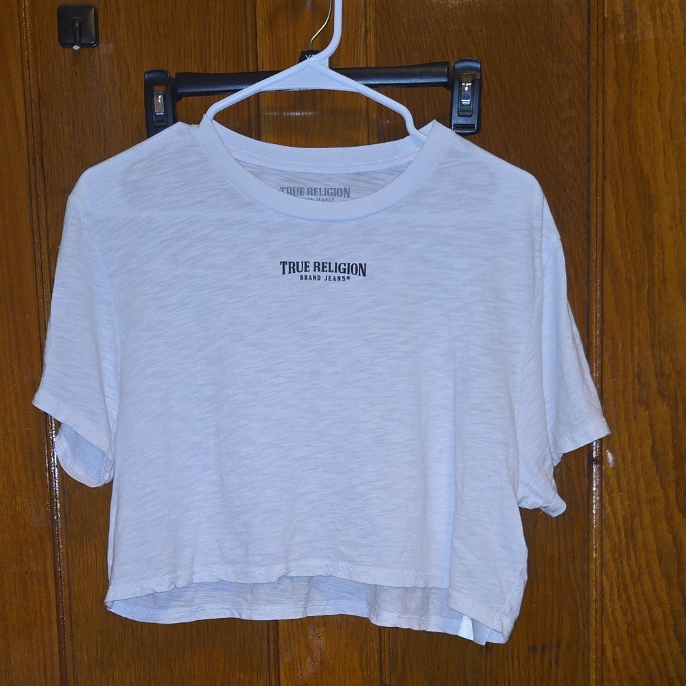 True Religion White Cropped Tee
